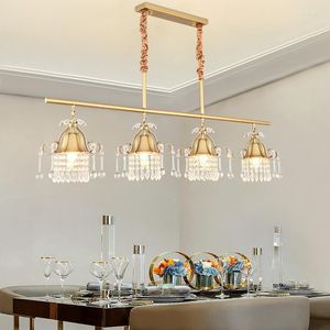 Pendant Lamps Dining Room Crystal Chandelier Luxury Restaurant Coffee Bar Chandeliers Fashion Simple Gold Hanging With Crystals