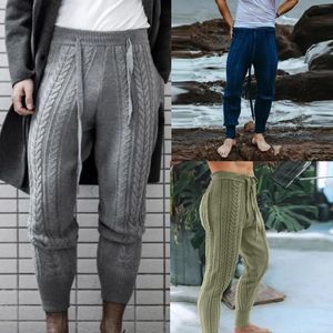 Spring Men's Pants Men Knitted Trousers Slim Fashion Male Ankle-Length Drawstring Solid Color Pencil Autumn Winter Warm Woollen Trouser