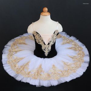 Stage Wear Girls Gold Professional Ballet Tutu Dress Pink Blue White Swan Lake Ballerina Pancake Costume da ballo per bambini adulti