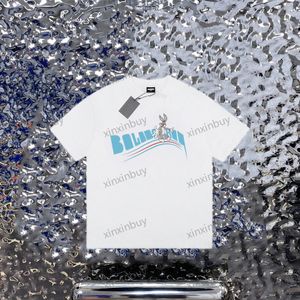 Xinxinbuy Men designer tee t shirt 23SS Paris Sea Wave Rabbit Letter Tryck Kort ￤rm Cotton Women