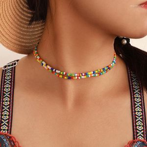 Moda de tendência de gargantilha Double camadas colares colorido de acrílico colar para mulheres vintage bohemian colar kocker jóias presente