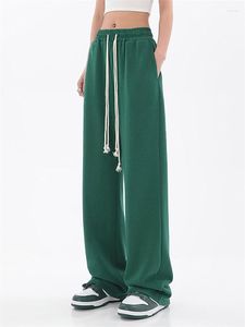 Женские брюки 2023 Женские зеленые мешковатые брюки с длинными ширинами для женщин для женщин с высокой талией спортивные штаны Женщина прямая корейское стиль повседневная мода