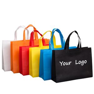 Shopping Bags Wholesales 500pcs/lot Custom Non Woven Fabric Shopping Bags Reusable Tote Bag with Handle for Packaging/Gift/Storage 230223