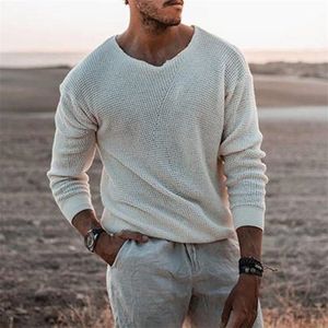 Men's TShirts Spring Men Sweater Fashion Solid Color V Neck Long Sleeve Knitted Pullover Soft Slim Casual 230223