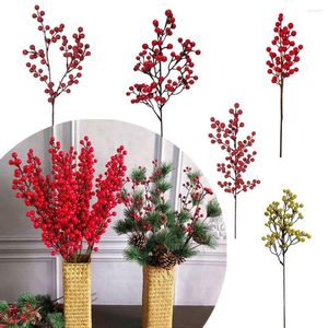 Dekorativa blommor år Xmas Tree Wedding Ornament Party Supplies Diy Wreath Christmas Berries Artificial Plants Red Berry grenar