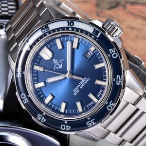 Wristwatches Hruodland Mens Mechanical Watches Stainless Steel PT5000 Automatic Bracelet Rotating Bezel 200m Waterproof Diver Watch