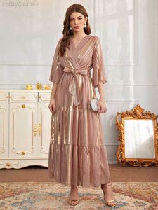 Casual Dresses TOLEEN Women Elegant Maxi Long Dresses Summer Luxury Sequin V Neck Belted Arabic Turkey African Evening Party Robe Vestidos