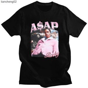 Men's T-Shirts Men's T-Shirts ASAP Rocky Portrait Graphic Aesthetics T-shirts Hip Hop Cotton Short Sleeve Loose Couple T-Shirt Casual Harajuku Tshirt W0224