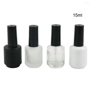 Storage Bottles 15ml Black Frost Clear White Empty Nail Polish Glass Bottle 1/2oz Enamel Containers With Brush Cap 20pcs