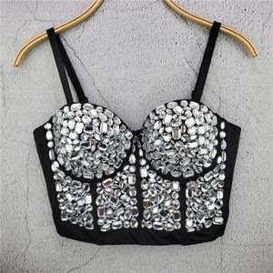 Glänzende Kristall Sexy Camis Frauen Atmungsaktive Crop Top Sommer Punk Stil Weste Mode Kurze Westen