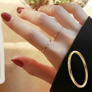 Kleurloos gebroken diamant Japanse ring dames eenvoudige minderheid licht luxe ins windstaartring