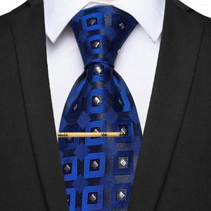 Bow Ties Classic Blue Plaid Men's Tie Sliver Dots Necktie For Man Wedding Daily Wearing High Quality Corbatas Para Hombre