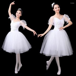 Scen slitage ballet kjol vuxna prestanda kläder kvinnliga svan sjön pettiskirt en stycke vanens dansövning
