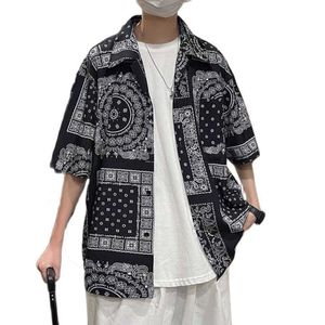 Men's Casual Shirts Bandana shirt Women's street dress shirt Paisley shirt Hip-hop short sleeve beach shirt Z0224