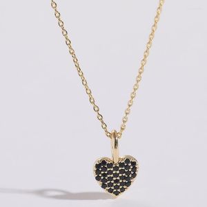Pendant Necklaces 2023 Fashion Women Ins Elegant Black Zircon Inlaid Heart Clavicle Chain Necklace Sexy Party Jewerly