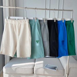 Hochwertige Sommer-Strand-Shorts, Designer-Hosen, Männer und Frauen, einfarbig, Liebesstickerei, Jogginghose, lose Paar-Hosen, Kordelzug, Fünf-Punkt-Schuhe