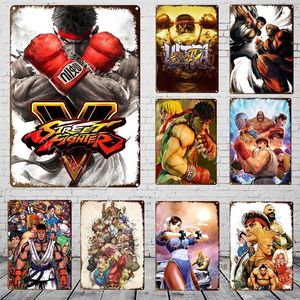 vintage tin sign Japanese Classic Fighting Action Game Video Game Metal Tin Sign Retro Poster Wall Decor House Home Room Decorative Wall Art painting Size 30X20cm w02