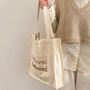 Evening Bags Evening Bags Women Canvas Shoulder Bag Beloved Embroidery Daily Shopping Bags Students Books Bag Thick Cotton Cloth Handbags Tote For Girls Z230703