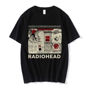 Мужские футболки Футболка Radiohead Винтаж Хип-хоп Футболки с рок-группой Унисекс Музыкальные фанаты Футболка с принтом Мужчины с коротким рукавом 100% хлопок Футболки Harajuku L230224