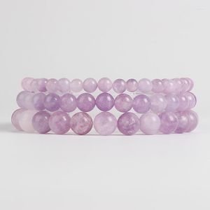 Strand 4 6 8 10mm Natural Stone Armband Women Purple Mica Beads Elastic Cord Yoga Jewelry Lovers Girls Gift