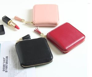 Wallets ANAWISHARE Women Leather Tassel Purse Cards Holder Small Short Wallet For Girls Coin Femme Carteras Mujer