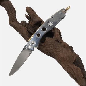 H2372 Klappmesser 420C Satinklinge Drei Löcher Edelstahlgriff Outdoor EDC Taschenmesser