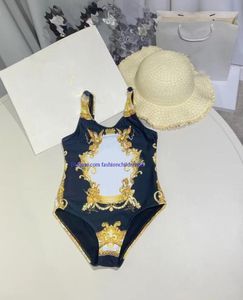 Flicka Badkläder One Piece Bikini Baby Flickor Designer Mode Letter Baddräkter Barn Strandkläder Semester Baddräkter Barnkläder