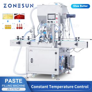 Zonesun ZS-YTCT4P Automatisk sheasmör Fyllningsmaskin Konstant Temperatur Pasta flaska Essential Oil Packaging Production