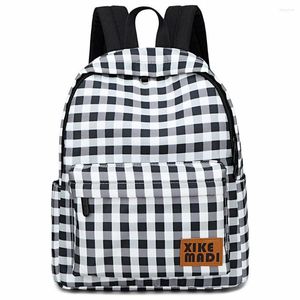 Backpack Fashion Lattice Woman School Bags For Teenager Girls 14 Inch Laptop Rucksack Student Bookbag Bagpack Mochila Feminina