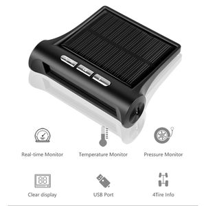 Xinmy Smart Car TPMS Sistema de monitoramento de pressão dos pneus Solar Power Solar Digital TMPS LCD Exibir Sensor de pressão do pneu de alarme de segurança automática USB