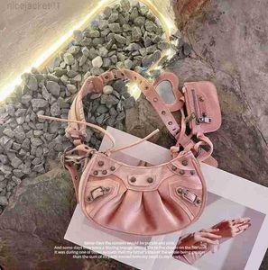 مصمم Balencigas Women Bag Shijia Ins Net نفس الصناعة الثقيلة Cowboy Contision Shijia Bag Bag Bag Rivet كتف واحد