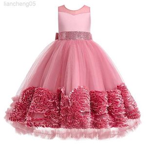 Girl's Dresses Flower Girls teens Christmas Girls Dresses Birthday party Formal Evening Gown Princess Dress Children Clothing For Girl Clothes W0224