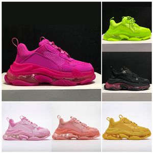 Designer par trippel s män kvinnor casual skor sneakers pappa sko plattform klar ensam turkosa neon lyx rosa mint tränare mesh vår mode storlek 36-45