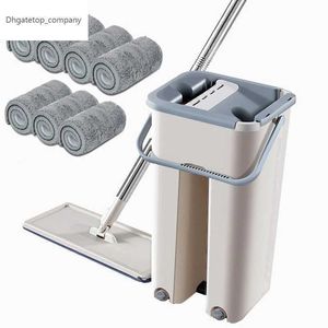 New Floor Mop Microfiber Squeeze Mops Wet Mop with Bucket Cloth Squeeze Cleaning Bathroom Mop For Wash Floor Home Kitchen Cleaner