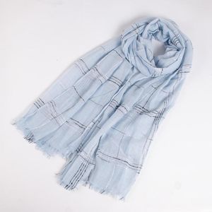 Schals 2023 Frauen Baumwolle Leinen Schal Weiche Lange Dame Pashmina Schal Tartan Plaid Mit Kurzen Quaste Hijab Scaves/Schals