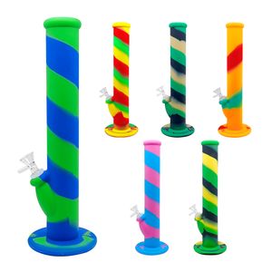 14.2 pollici Bong in silicone Narghilè Pipa ad acqua Dab Oil Rigs con set di vetro bong in vetro per tubi di fumo per il commercio all'ingrosso