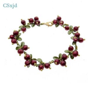 Link Chain CSxjd New vintage Bracelet Pearl Cranberry Paint metal chain Elegant Women Bracelet Jewelry G230222