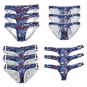Underpants 3pcs/lote masculino Sexy Rouphe Strings Low Rise Brindable Swimwear Male Homme Panties Brikes Brikes Men Lingerie
