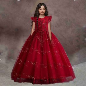 Girl's Dresses Formal Flower Lace Bridesmaid Kids Wedding Dress For Girls Children Vintage Party Wedding Princess Dress Pageant Gown Come W0224