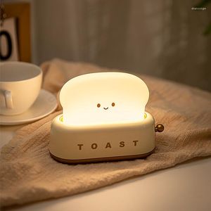 Night Lights Bread Maker LED Light USB Charging Dimming Bedroom Children Timing Sleeping Lamps Fun Switch Mood Toast