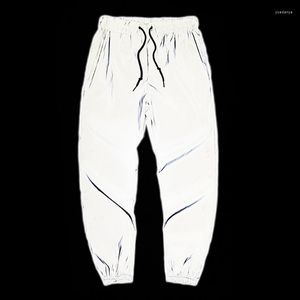 Men's Pants Streetwear Trend Brand Men Reflective Men's High Street Drawstring Fashion Hip Hop Harem Nightclub Dancer