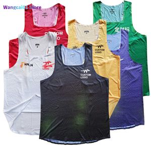 WANGCAI01 HERS T-SHIRTS MAN Triang Marathon Fast Running Sport Vest Diamond Ague Running Vest Professional Athte Track Field Singt Customizab 0224H23