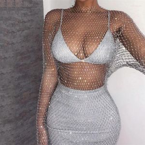 Kobiety z kapturem kryształowy diament sexy bodycon sukienka kobiety pusta mini rękaw