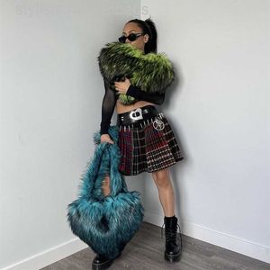 Totes Fluffy Plush Winter Women Handbags Heart Shaped Faux Fur Shoulder Bag Cute Love Crossbody Bags for Women 2023 Tote Lady Shopper 0224/23