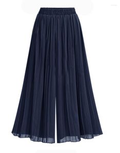 Damenhosen, extra groß, Chiffon, EST, Damen, weit, plissiert, Strand-Culottes, lockere, dünne, klassische Hosen mit weitem Bein, Überseegrößen, weich, gut