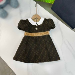 23ss projektant marki sukienka dla dziewczynki z krótkim rękawem sukienki dla dzieci duże dziewczynki moda rękaw bąbelkowy klapa drukowanie logo sukienka letnia bawełniana sukienka koszula odzież dla dzieci