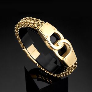 Bransolety bransoletki mężczyźni łączą łańcuch na ręce Bransoletka hip hopowa stal nierdzewna Złota łańcuch stalowa bransoletka biżuteria Prezenty dla mężczyzn Akcesoria 230223