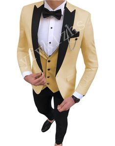 Nach Maß Männer Anzüge One Button Bräutigam Smoking spitze Revers Trauzeugen Hochzeit/Abschlussball/Abendessen Mann Blazer Jacke Hosen weste w8713