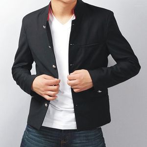 Trajes para hombres Japan Style Men Uniform Tunic Suit Jacket 2023 Spring Red Stand Collar Mens Slim informal Longitud corta