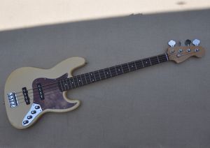 4 Strings Yellow Body Electric Bass Guitar with Rosewood Fingerboard White Dots Inlays Can be customized